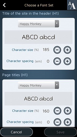 Môžete si tiež vybrať písma pre každý typ textu.
